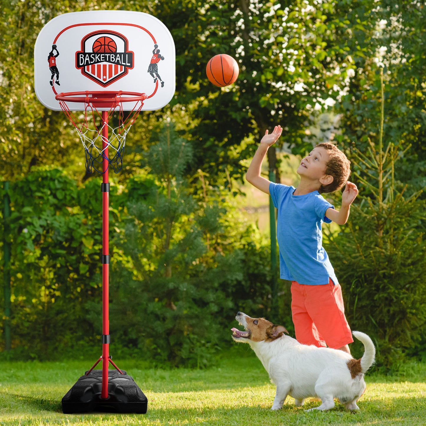 Kids Basketball Hoop with Stand, Adjustable Basketball Set, Toddler Basketball Toys for Boys Girls Age over 3 years old, Indoor Outdoor Backyard Sport Game Gifts