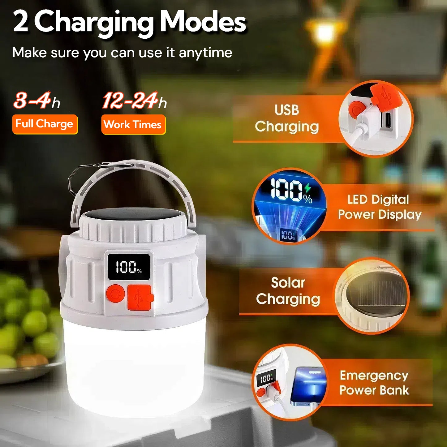 Teblint LED Camping Lantern, 7 Light Modes Camping Light, 5000mAh Solar Tent Lights with Flashlight, Rechargeable Emergency Lantern for Power Outage Hurricane Hiking Fishing, Camping Essentials