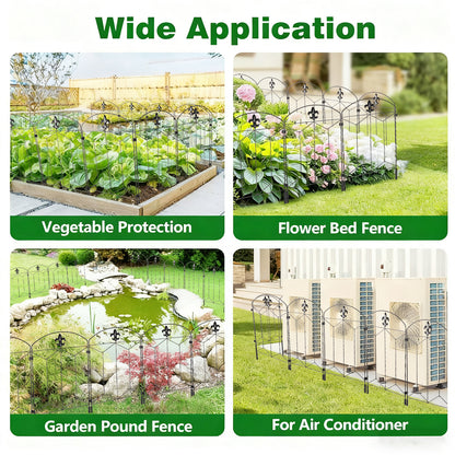 Decorative Garden Fence 10 Pack, 24in H x 12.5in L Arched No Dig Metal Fence Panels, Rustproof Outdoor Animal Barrier for Dogs, Rabbits, Flower Beds, Yard, Patio Decor & Lawn Border Protection