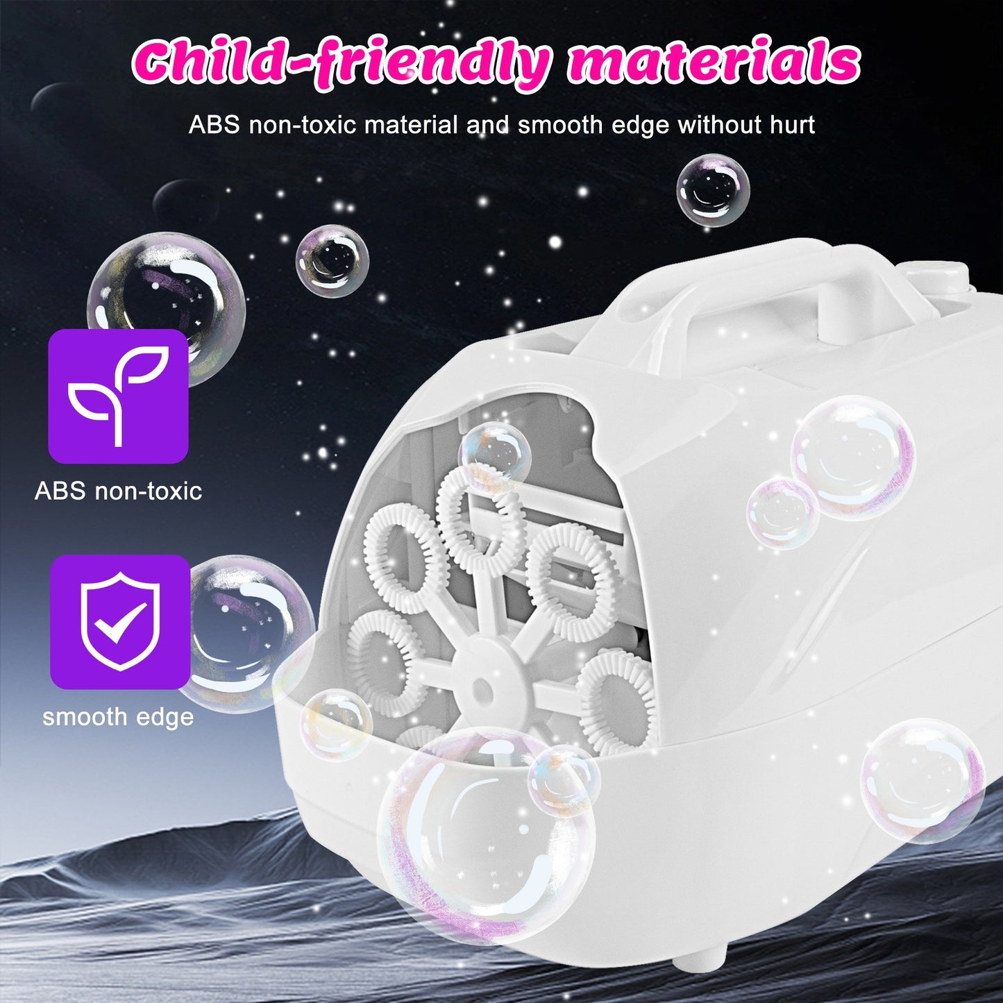 Bubble Machine, Automatic Bubble Blower, 18000+ Big Bubbles Per Minute Bubbles for Kids Toddlers Bubble Maker Operated by Plugin or Batteries Bubble Toys for Indoor Outdoor Birthday Party