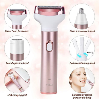 4 in 1 Electric Razors for Women, Women Electric Shaver, Nose Hair Beard Bikini Trimmer for Women, Women Face Shavers for Face, Underarm and Legs