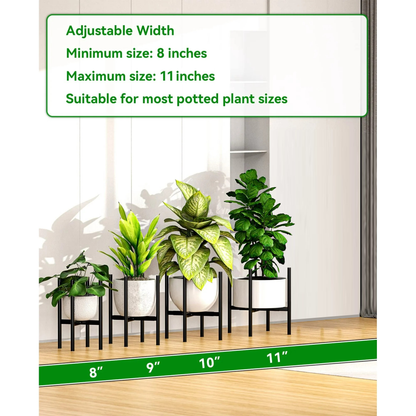 Hoofun Adjustable Metal Plant Stand for 8-11 Inch Pots Heavy-Duty Indoor/Outdoor Use Rust-Resistant Space-Saving Design Quick Assembly Decorative Holder for Living Room Garden Balcony Home Decor-1Pcs