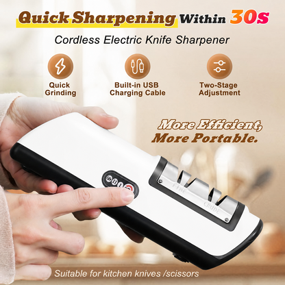Merryhome 2026 Upgraded Electric Knife Sharpener,3-Stage High-speed Knife Sharpener - USB Charging Automatic Kitchen Gadget for Sharpening Knives,Kitchen Accessories(White)