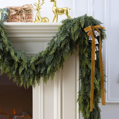 PUCACHI 6 Ft Christmas Garland,Real Touch Christmas Cedar Garland,Faux Lush Cedar Pine Garland,Artificial Greenery Garland for Table,Mantle, Fireplace,Window,Indoor,Outdoor Christmas Decorations