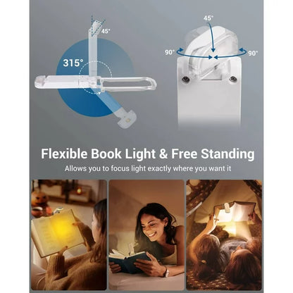 Sevenlady Clip on Book Light, USB Rechargeable Reading Light, LED Clip on Book Reading Lights for Bookworms Kids, 2 Brightness Adjustable, Bookmark Light for Eye-Protection (White)