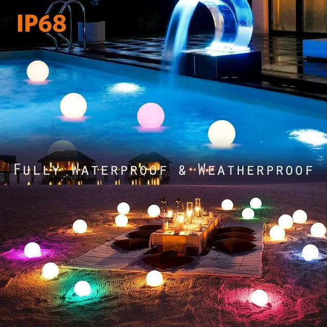 kidsjoy 6-Pack Swimming Pool Floating Pool Lights: 16 Color with Remote Control IP68 Waterproof LED Ball Light