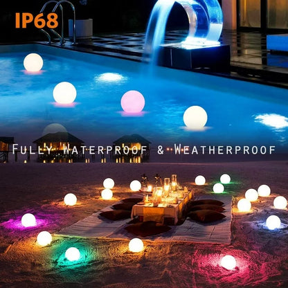 kidsjoy 6-Pack Swimming Pool Floating Pool Lights: 16 Color with Remote Control IP68 Waterproof LED Ball Light