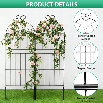 Decorative Garden Fence 10 Pack,Garden Trellis for Climbing Plants, 38.3in H x 12in W Metal Panel, Outdoor Wrought Iron Trellis for Vines, Flowers, Vegetable Garden Support