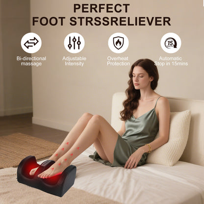 Shiatsu Foot Massager Machine with Heat, Foot and Calf Massager with Massage Roller, Deep Tissue Massager for Plantar Fasciitis, Pain Relief, Promotes Blood Circulation, Gifts for Women & Men