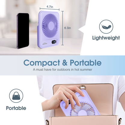 Desk Fan Rechargeable Portable Fan, 2000mAh 10 Hours Battery Operated Personal Silent Table Fan, 100 Speeds Desktop Fan for Bedroom Home Office Outdoor, Purple