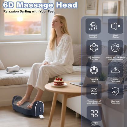 Electric Shiatsu Foot Calf Massager with Heated Kneading Rolling Relaxation Leg Arm Massage Acupuncture Points Multipurpose Gift