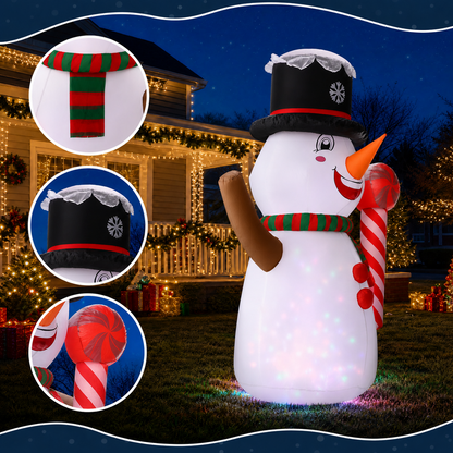 6Ft Christmas Inflatables Snowman Outdoor Decorations, Blow up Snow Man Yard Decor Built-in Bright LED Light Wear Magic Hat, Holiday for Garden Patio Lawn Party Xmas Gifts