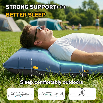 Merryhome Camping Sleeping Pad,Extra-Thick Camping Mat with Pillow,Built-in Foot Pump Inflatable Sleeping Pads Ultralight for Camping Backpacking Hiking Traveling Tent（Single,Blue）
