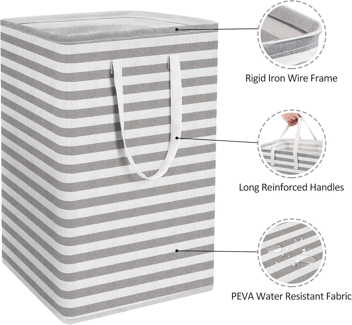 PUCACHI 2 Pack 75L Laundry Hamper Collapsible-Large Laundry Baskets,Freestanding Waterproof Clothes Hamper with Easy Carry Handles in Laundry Room Bedroom Bathroom College Dorm for Adults,Gradient Grey