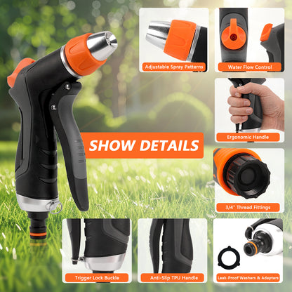 Teblint Garden Hose Nozzles 2 Pack, Heavy-Duty Water Hose Nozzle with Flow Control, Adjustable Garden Sprayer with 10 Spray Patterns for Garden Watering, Car Washing, Window Cleaning, Pets Bathing