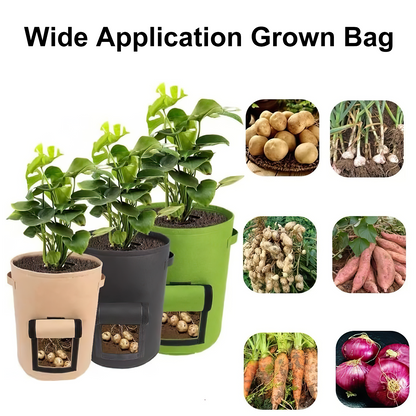 3 Pack Potato Grow Bags 10 Gallon Potato Growing Bags with Flap, Breathable & Durable, Nonwoven Fabric, Ideal for Indoor/Outdoor Use，Fabric Plant Pots for Potatoes, Tomato, Vegetables