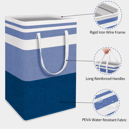 PUCACHI 2 Pack 100L Laundry Hamper Collapsible-Large Laundry Baskets,Freestanding Waterproof Clothes Hamper with Easy Carry Handles in Laundry Room Bedroom Bathroom College Dorm for Adults,Blue
