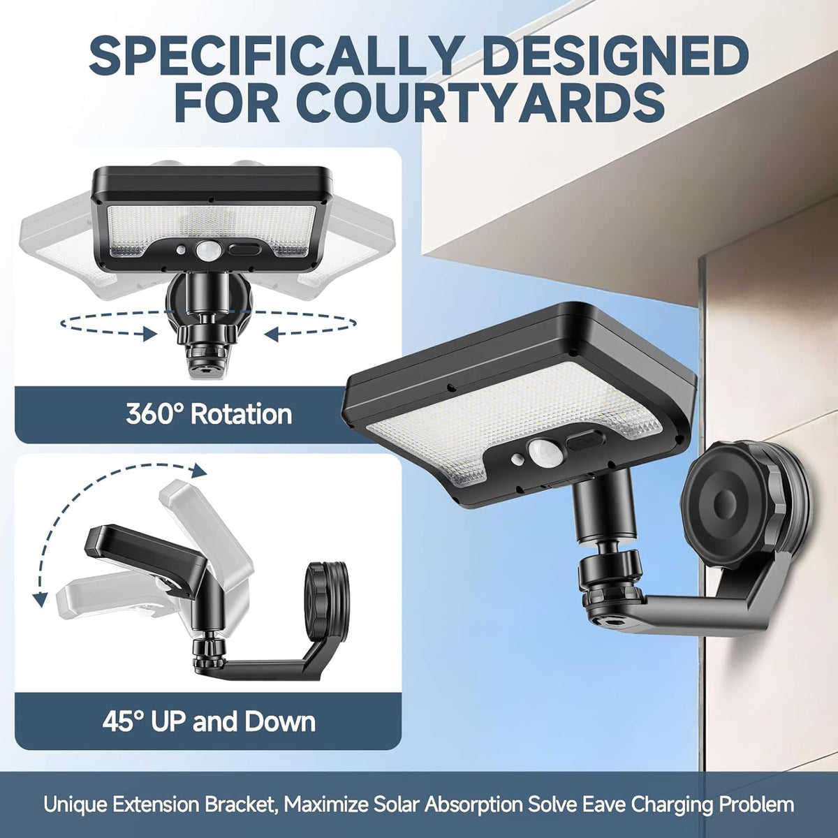 Magnetic Solar Lights Outdoor,600LM Solar Motion Sensor Lights Outdoor,3 Modes&92 LEDs,IP65 Waterproof Magnetic Solar Security Light for Wall Patio Backyard Fence Garage Deck (2 Pcs Warm Lights)