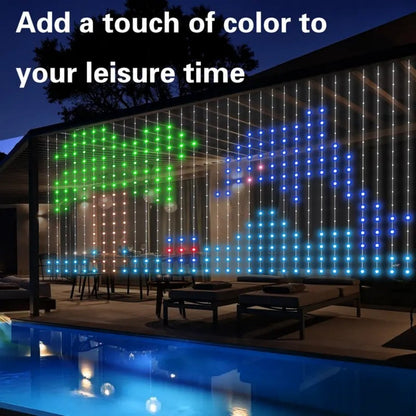 Merryhome Rgb Curtain Light 5.24x5.24ft, 256 Led Smart String Lights, Usb Powered, App & Remote Controlled, Wall Decor for Bedroom, Outdoor Holiday Christmas Gift