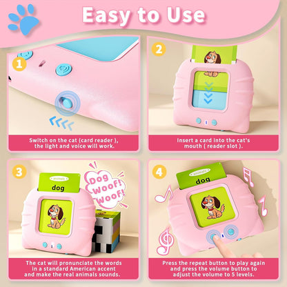 Talking Flash Cards Toys, Pocket Speech Therapy Autism Sensory Toys, Educational Montessori Toys for Birthday