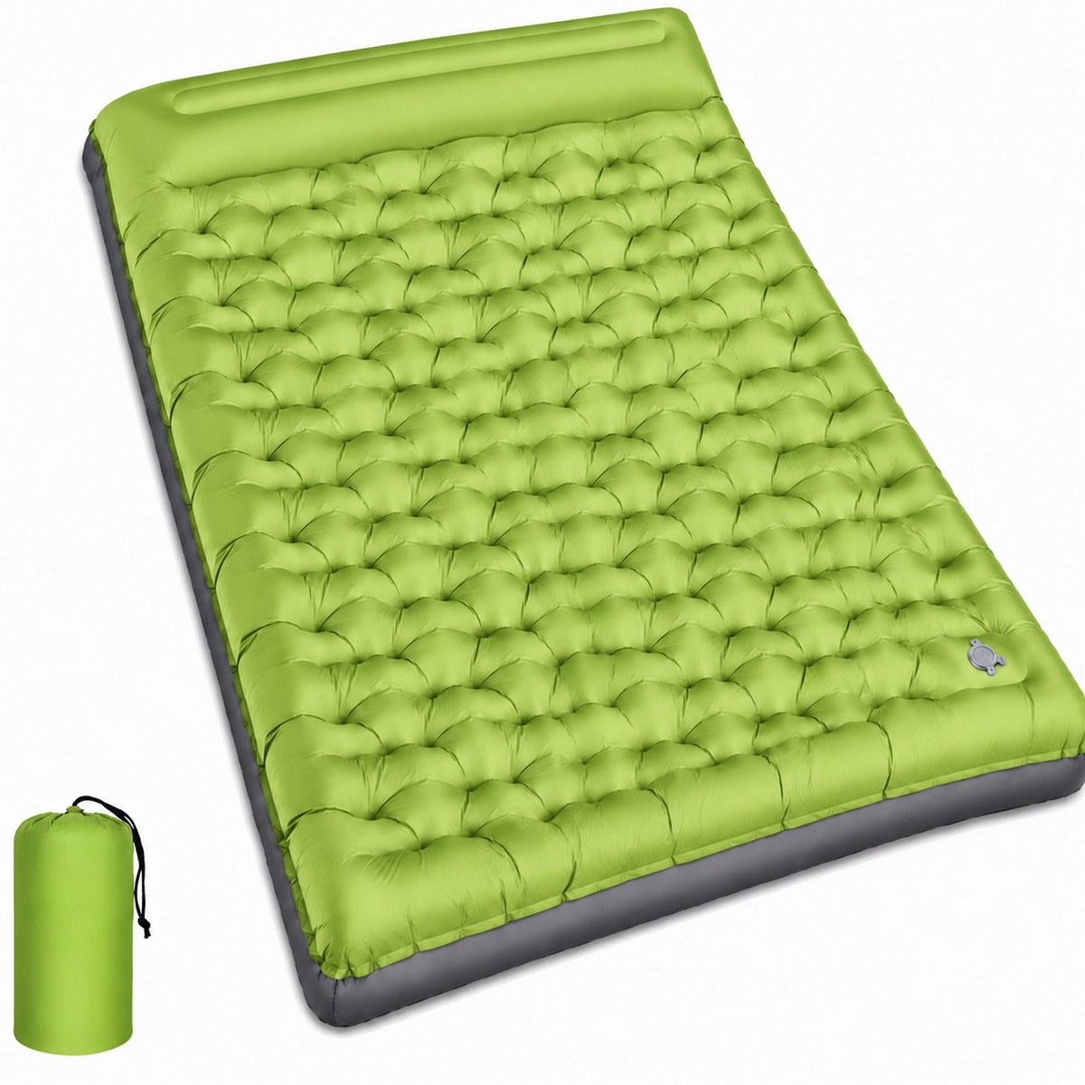 Double Camping Sleeping Pad, 6" Extra Thick Inflatable Sleeping Mat with Pillows, Built-in Foot Pump, Ultralight Air Mattress for Tent Hiking Essentials Gear