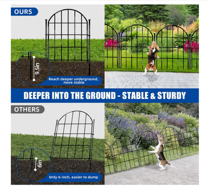 Garden Fence , 10 Pack Rustproof Metal No Dig Fence Animal Barrier for Dog, Arched Flower Bed Edging Ornamental Wire Border Panel Fencing for Yard Patio Outdoor Decor-B