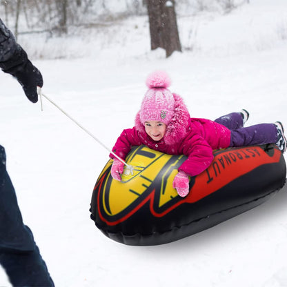 WHATOOK 47 Inch 1-Pack Inflatable Snow Sled for Kids and Adults, Thick and Durable Hard Bottom Snow Sled with Handle, Winter Outdoor Sports Toys for Boys Girls Family Activities