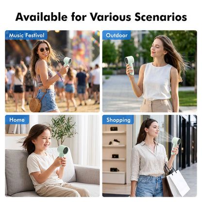 Portable Handheld Fan, 4000mAh USB Rechargeable Mini Fan with 5 Speeds, Powerful Personal Cooling Fan, Small Pocket Fan for Travel, Office, Outdoor, Green