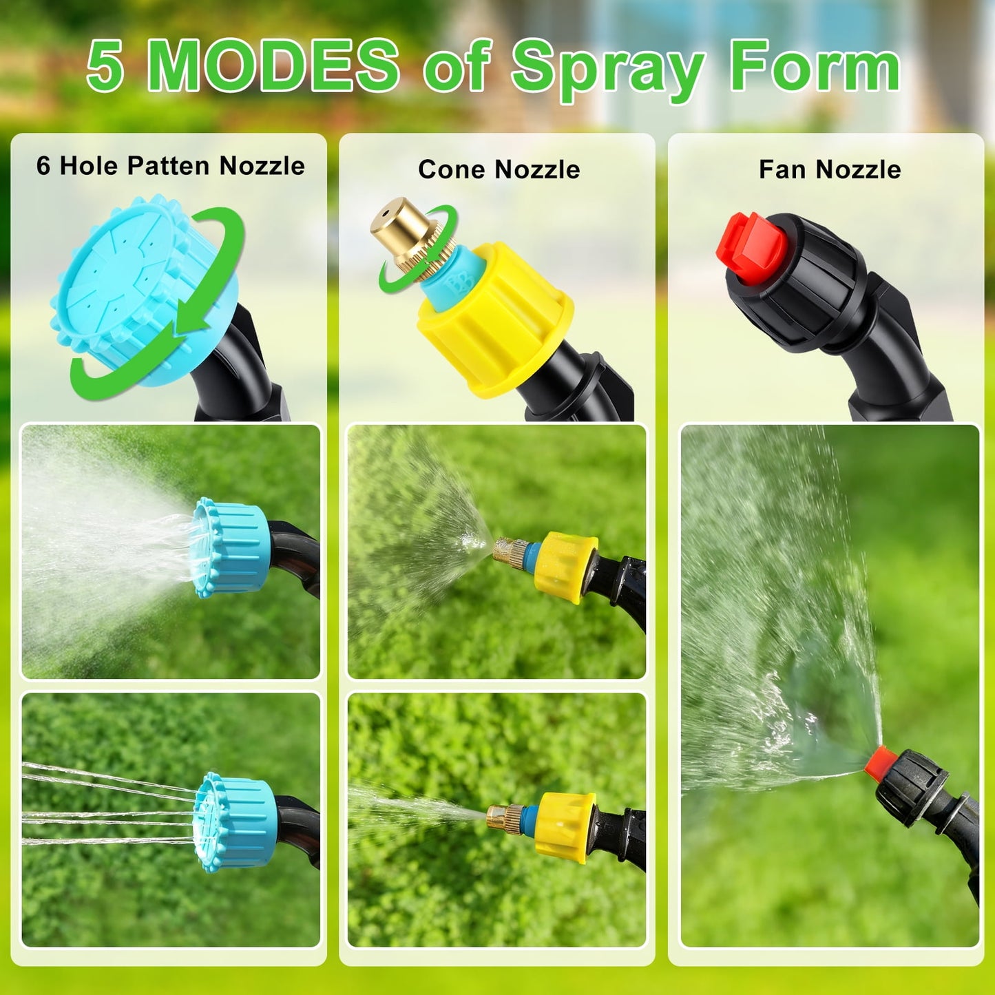 Merryhome Battery Powered Sprayer, 2.1 Gallon/8L Electric Sprayer with 3 Mist Nozzles, USB Rechargeable Handle, Retractable Wand & Adjustable Strap for Lawn, Garden, Yard and Weed Control