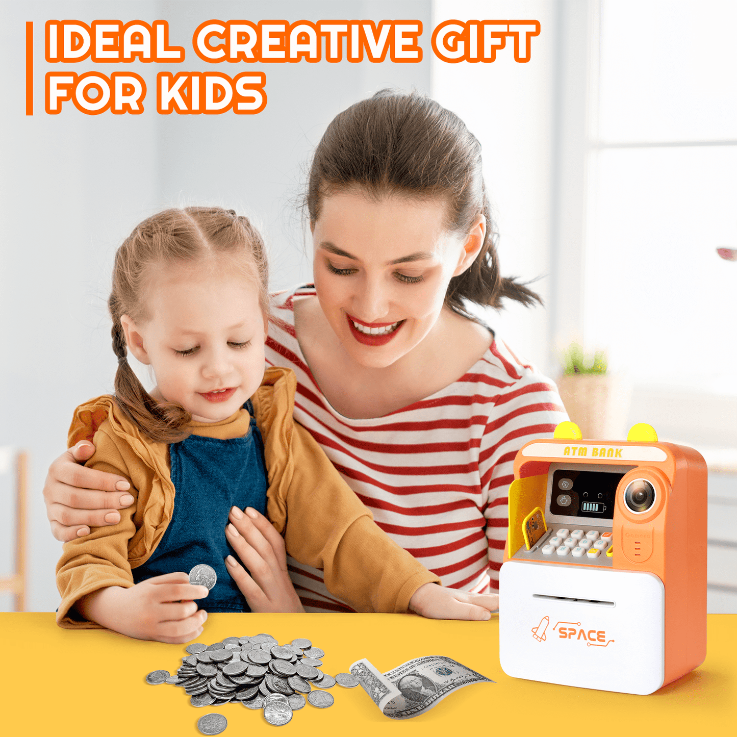 Kids Piggy Bank for Girls - Toys for 5-10 Year Old Girl Birthday Gifts - Electronic Piggy Bank ATM Machine Money Safe for Kids Toys Age 6-8-10