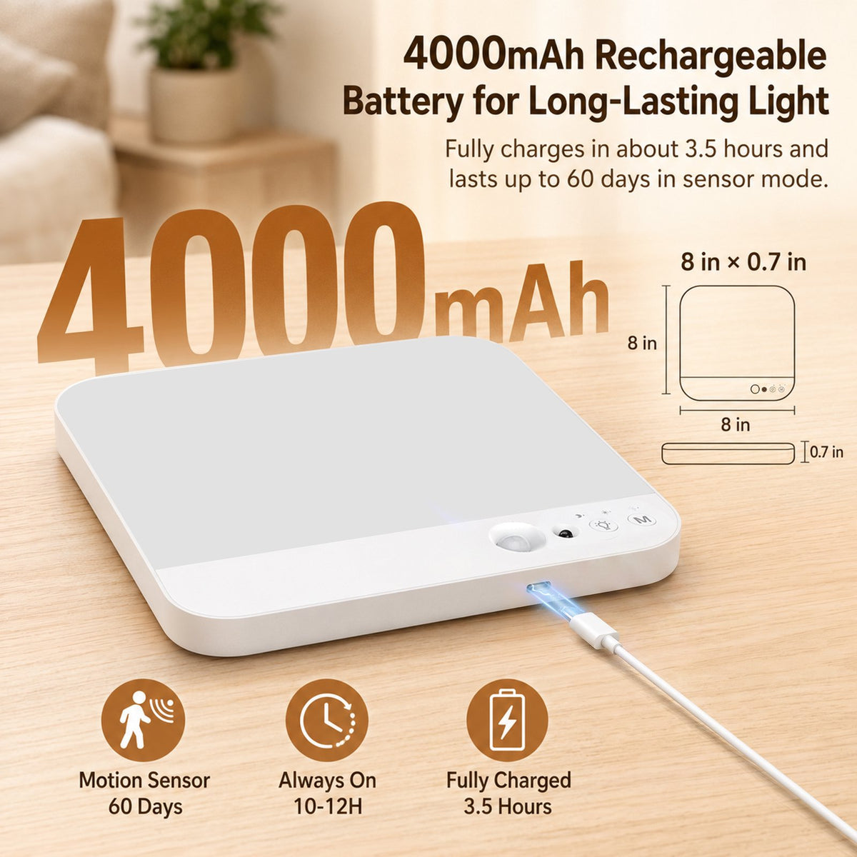 Merryhome Wireless Ceiling Light, Rechargeable Motion Sensor Ceiling Light with Remote, Magnetic Mount for Storage Room, Garage, Bathroom, Stairs, Doorway