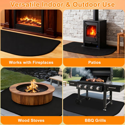 Henotian Fireproof Fireplace Mat 65x48 in Fire Resistant Hearth Rug for Wood Stove, Protect Floors Carpets Decks from Sparks Ashes and Heat