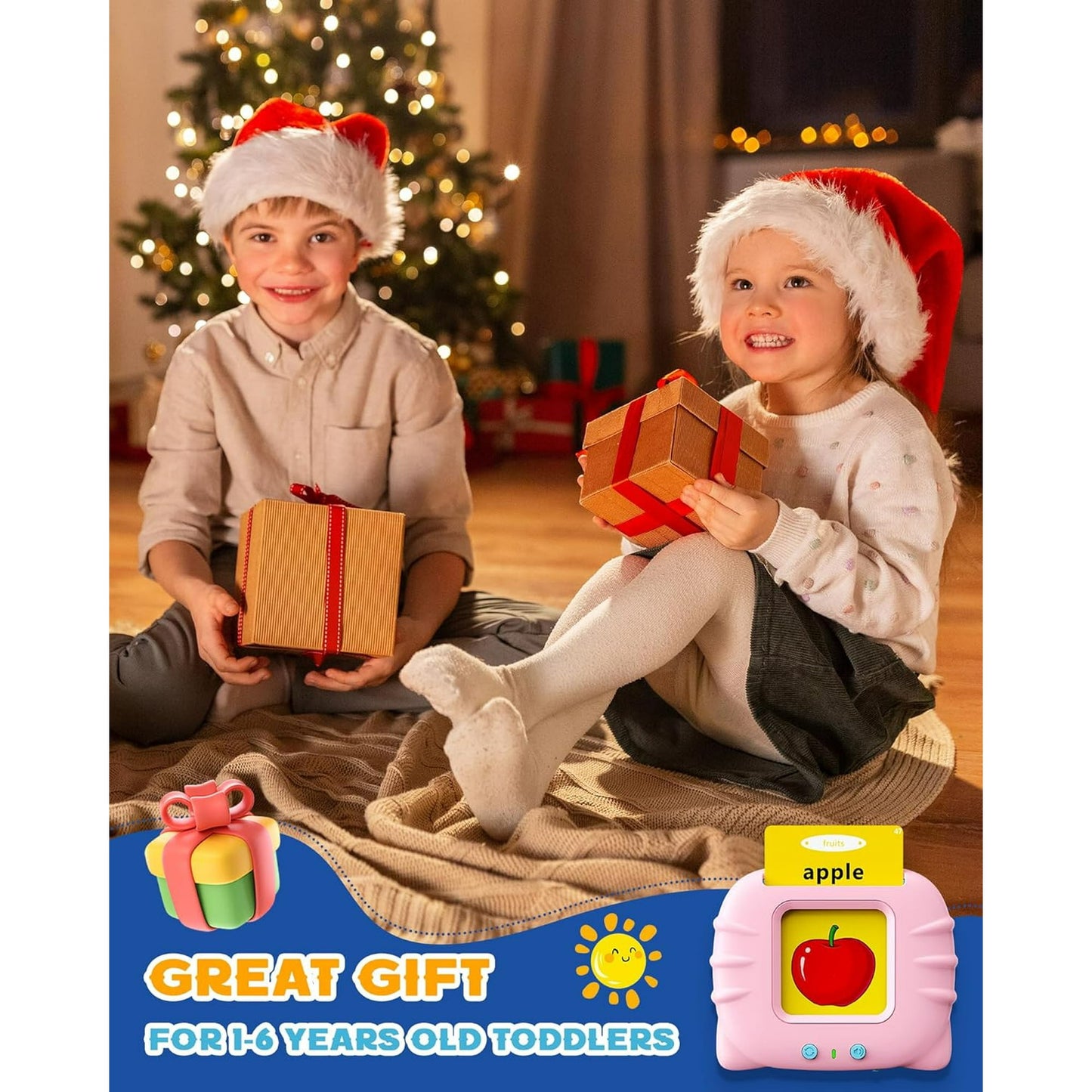 Talking Flash Cards Toys, Pocket Speech Therapy Autism Sensory Toys, Educational Montessori Toys for Birthday