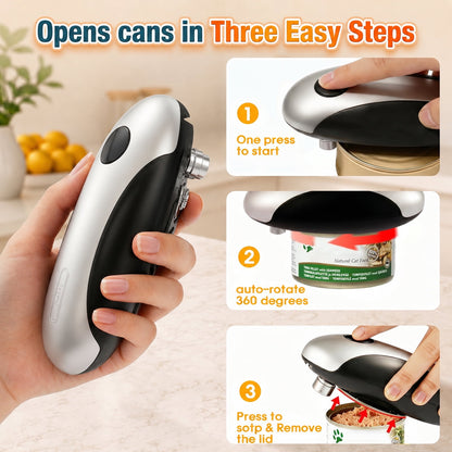 Electric Can Opener, One-Touch Automatic USB Rechargeable Hands-Free Can Opener with Smooth Edge for Seniors with Arthritis, Fits Most Can Sizes, Black