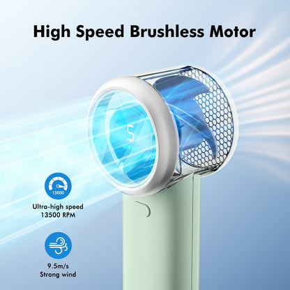 Portable Handheld Fan, 4000mAh USB Rechargeable Mini Fan with 5 Speeds, Powerful Personal Cooling Fan, Small Pocket Fan for Travel, Office, Outdoor, Green