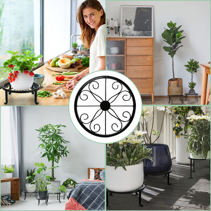 Merryhome Metal Plant Stand 5-Pack Plant Stand for Outdoor Plants Multiple Heavy Duty Flower Pot Stand Rust-Resistant Iron Round Plant Stand Black