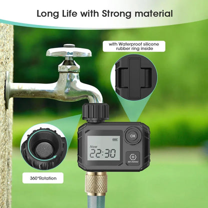 Sprinkler Timer, Outdoor Digital Water Timer for Garden Hose Faucet, Programmable Watering Irrigation Timer with Rain Delay/Automatic Watering Mode, Smart Watering System for Lawns and Yard