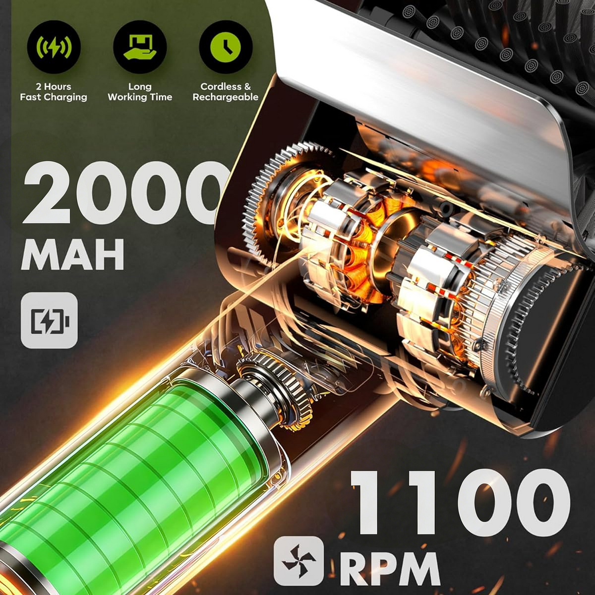 Merryhome Cordless Electric Grill Brush,Rechargeable-1100PRM-High Speed Rotating Grill Cleaner with 304 Stainless Steel Brush Head,Grill Cleaner for BBQ Grates & Griddles,BBQ Father's Day Gift
