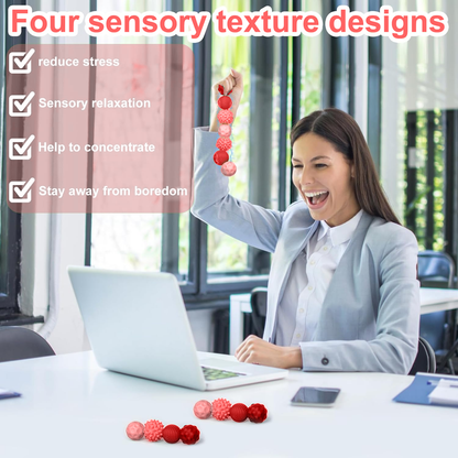 Teblint Magnetic Balls Fidget Toys, 8 Pcs Stress Relief Sensory Toys for Adults and Teens, Peace of Hands and Anxiety Mind, Attracting Stress Ball with Silicone Shell (Red Series)