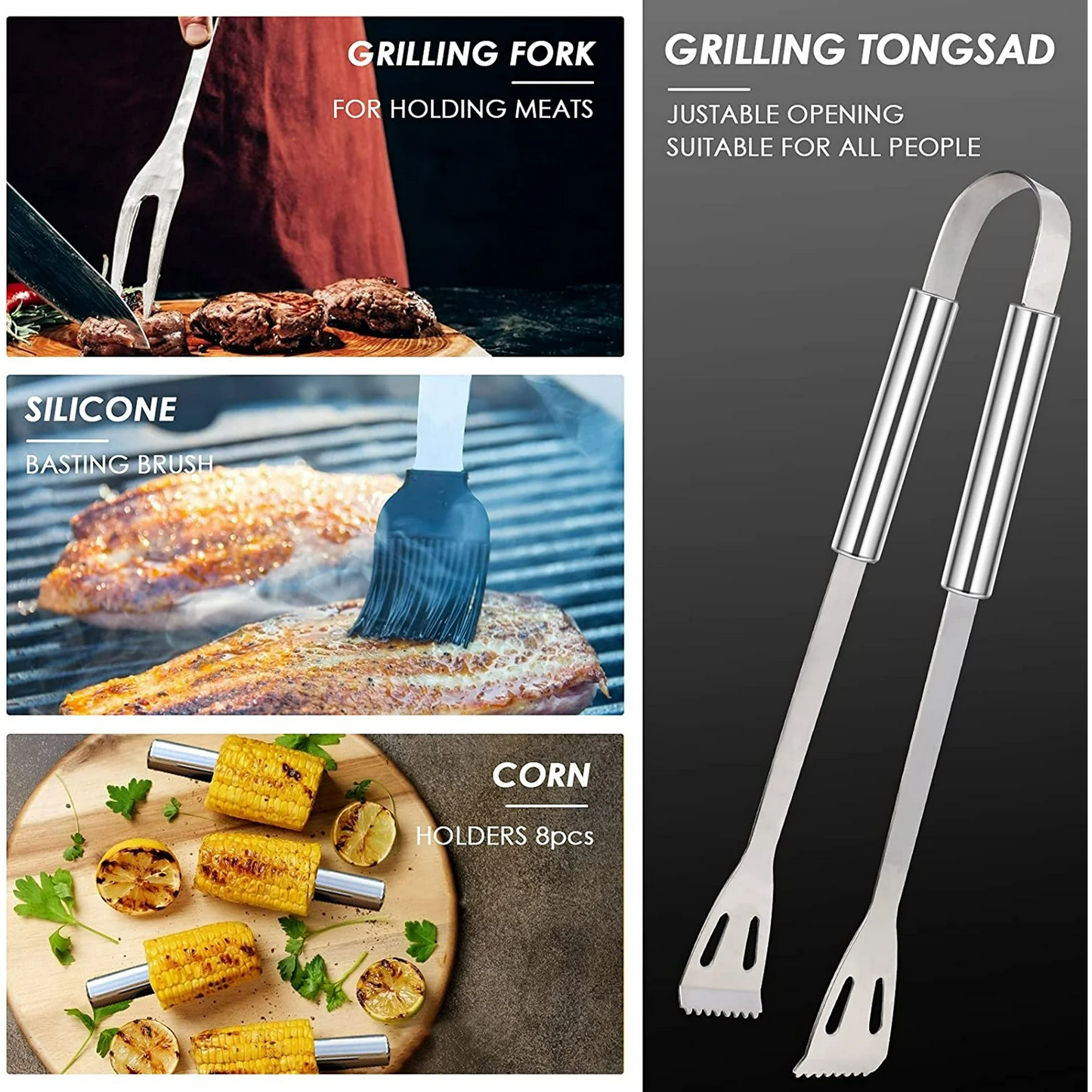 21Pcs Stainless Steel Complete Grill Tool Set,Barbecue Accessories Kit with Carry Bag,Professional BBQ Grill Utensils Set for Outdoor Camping Grilling,Dad Gifts for Father's Day Grilling Gifts