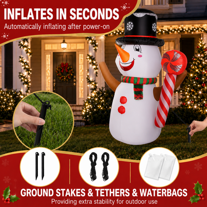 6Ft Christmas Inflatables Snowman Outdoor Decorations, Blow up Snow Man Yard Decor Built-in Bright LED Light Wear Magic Hat, Holiday for Garden Patio Lawn Party Xmas Gifts