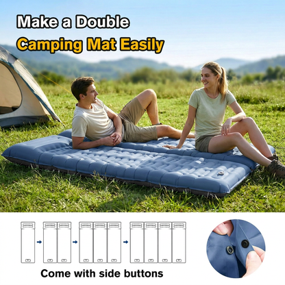 Merryhome Camping Sleeping Pad,Extra-Thick Camping Mat with Pillow,Built-in Foot Pump Inflatable Sleeping Pads Ultralight for Camping Backpacking Hiking Traveling Tent（Single,Blue）