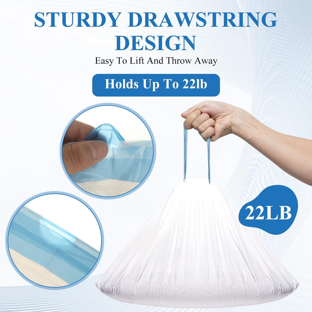 Merryhome Cat Litter Box Liners - 60 Count Jumbo Drawstring Cat Litter Bags, Extra Thick Litter Pan Liners Heavy Duty 33" x 17"