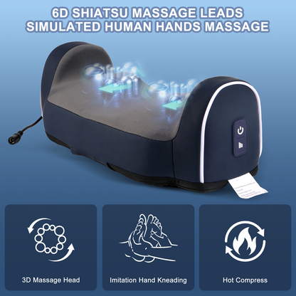 Electric Shiatsu Foot Calf Massager with Heated Kneading Rolling Relaxation Leg Arm Massage Acupuncture Points Multipurpose Gift