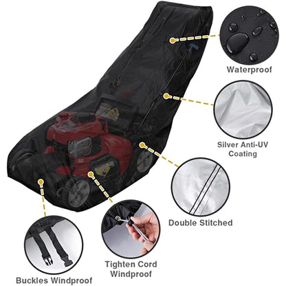 Merryhome Push Mower Cover,Lawn Mower Cover,420D Heavy Duty Polyester Oxford (74"*25"*39") Universal Walk-Behind Push Mower Cover Waterproof and UV Protection(Black)
