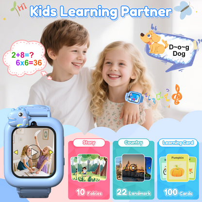 Henotian 1.83" Kids Smart Watch for Girls HD Touch Screen with 39 Educational Games, Camera, Pedometer, Alarm Clock, ABC LeaLearning, Music Player, Birthday Gift for Boys Girls Ages 5-12 with 32GB Memory Card