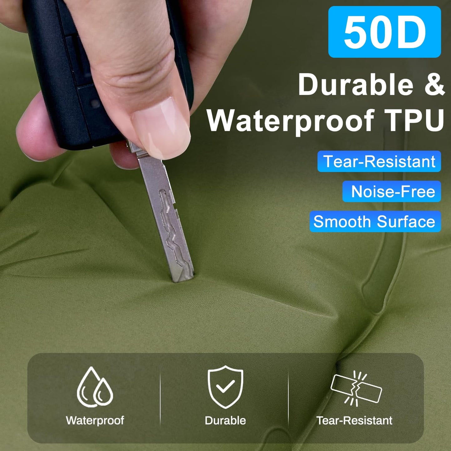 Sleeping Pad for Camping,6" Thick Inflatable Air Mattress with Built-in Foot Pump Pillow, Ultralight Self-Inflating Mat for Tent & Hiking