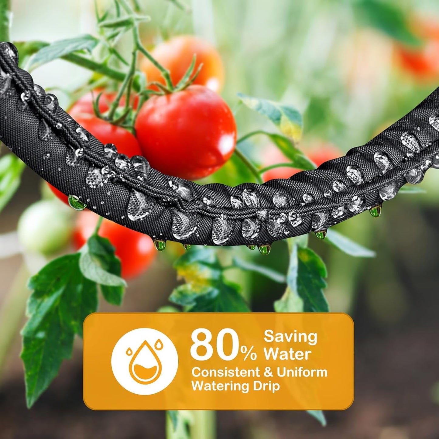 Flat Soaker Hose 50ft 2 Pack for Garden Beds, 50ft 1/2" Linkable Consistent Drip Irrigation Hose Save 80% Water, Leakproof Heavy Duty Double Layer Sprinkler Hose Black