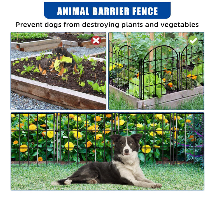 Garden Fence , 10 Pack Rustproof Metal No Dig Fence Animal Barrier for Dog, Arched Flower Bed Edging Ornamental Wire Border Panel Fencing for Yard Patio Outdoor Decor-B