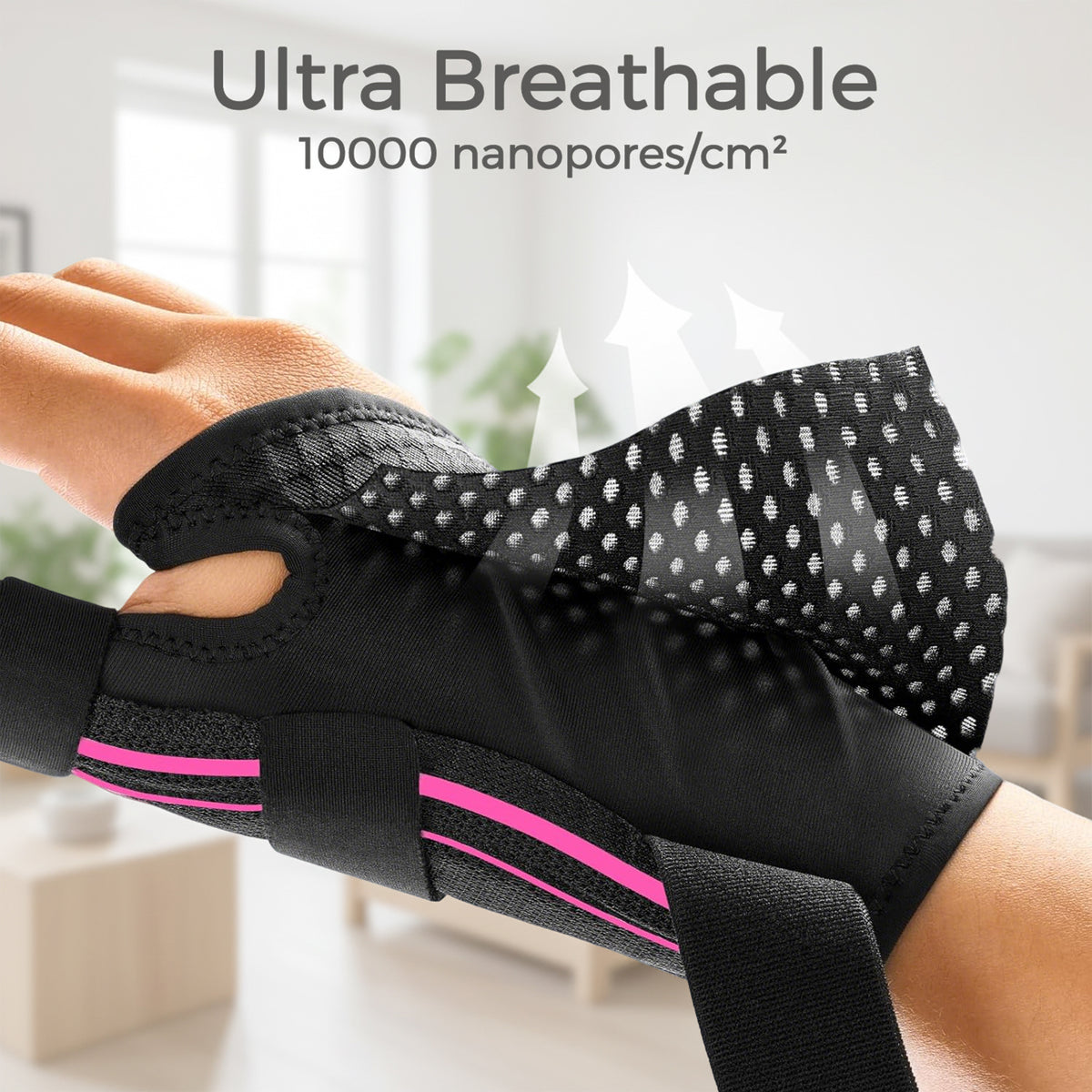 Merryhome Thumb Brace for Right & Left Hand, Wrist Brace with 2 Metal Splints, Ideal for De Quervain's Tenosynovitis, Arthritis, Sprains, 1 Pack（Pink）